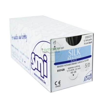 Suture seta DS 19mm 5/0