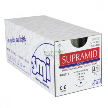 Suture supramid ds 19mm 4/0